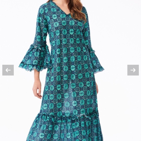 one season Australia Dresses & Skirts - One Season Australia Blue Ruffled Tiered Sundress with Bell Sleeves